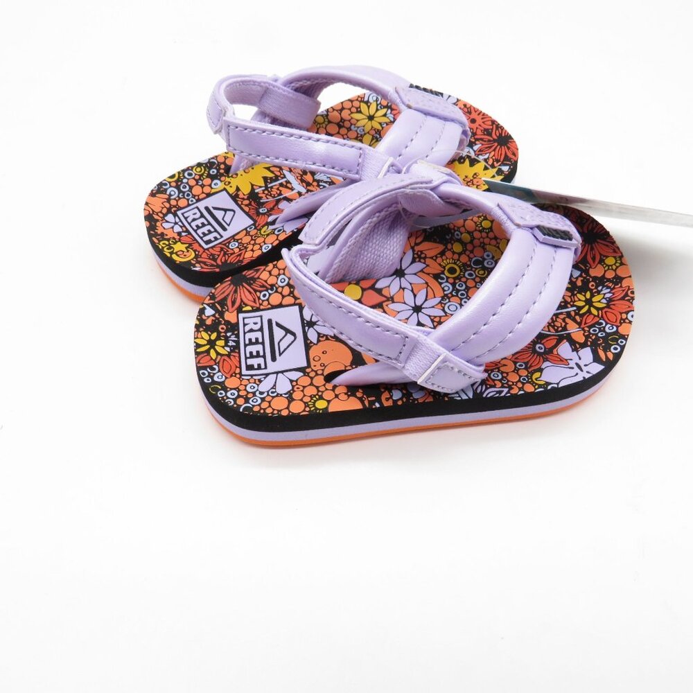Reef Little Ahi Kids Sandals Size 4 Mini Floral Pattern  Adjustable Straps NEW